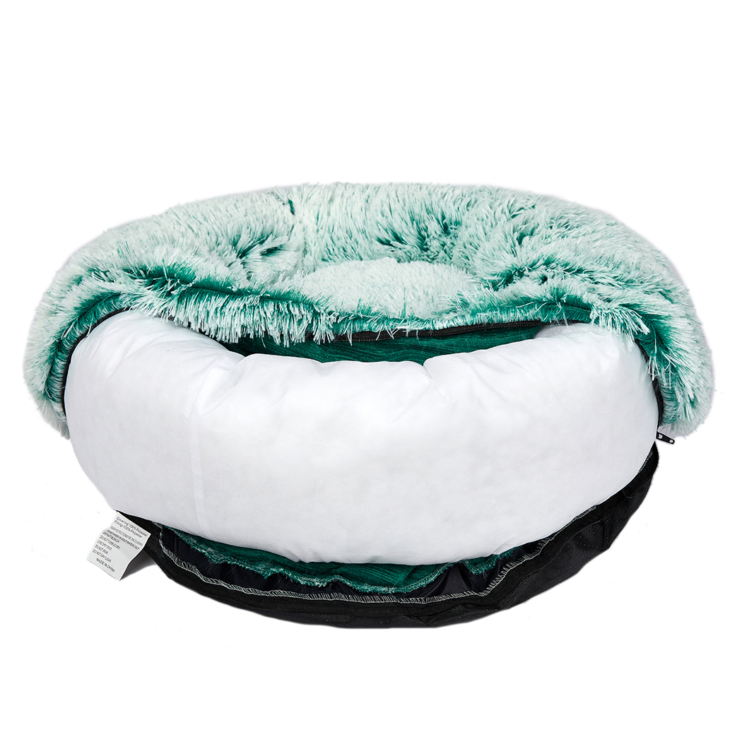 Pet Bed Cat Dog Donut Nest Calming Mat Soft Plush Kennel - Teal image 3