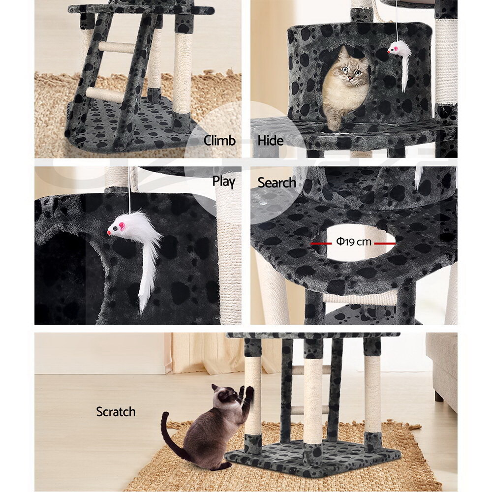 Cat Tree 120cm Trees Scratching Post Scratcher Tower Condo House Furniture Wood 120cm image 3
