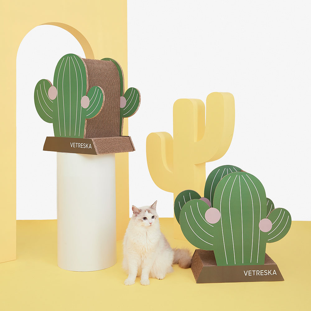 Vetreska Fruity Cardboard Cat Scratcher Post - Cactus  image 3