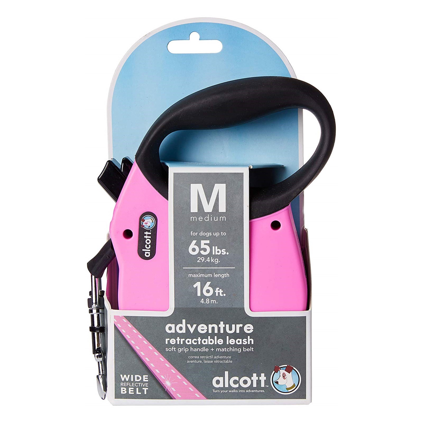 Alcott Flexi-ble Adventure Retractable Tape Dog Leash - Pink image 3