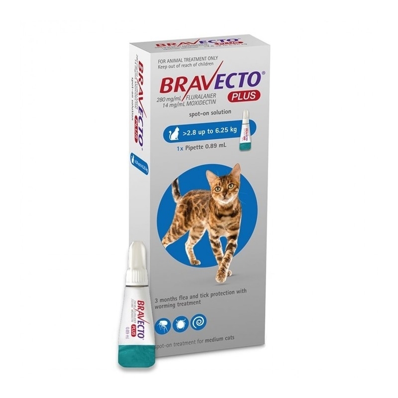 Bravecto PLUS Spot-On 3 month Flea, Tick & Worm Protection - For Cats of All Sizes image 3