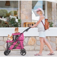 Ibiyaya Double Decker Pet Stroller for Multiple Pets - Red Violet image 3