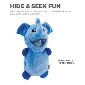 Outward Hound Hide-a-Ball Hogz Dog Toy - Elephant with 3 Tennis Balls image 3