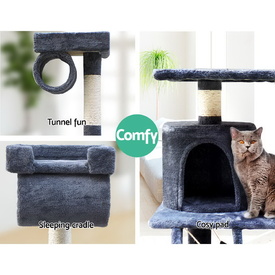 Cat Tree 141cm Trees Scratching Post Scratcher Tower Condo House Furniture Wood image 3