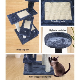 Cat Tree 100cm Trees Scratching Post Scratcher Tower Condo House Furniture Wood Steps image 3