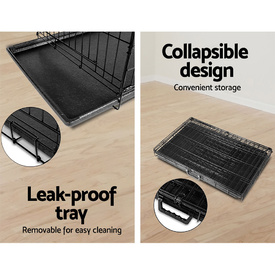 Portable Black Steel Rust-Resistant Dog Crate Foldable with Leak-Proof Trayze 48 image 3
