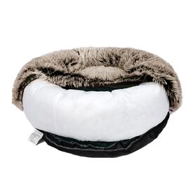 Pet Bed Cat Dog Donut Nest Calming Mat Soft Plush Kennel - Brown image 3