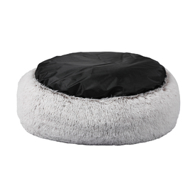 Pet Bed Cat Dog Donut Nest Calming Mat Soft Plush Kennel - White Coffee image 3