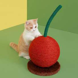 Vetreska Handmade Jute Cat Scratching Post - Single Cherry image 3