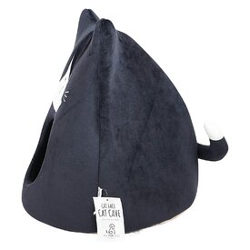 All Fur You Soft and Comfortable Cat Face Cat Cave Bed in Black image 3