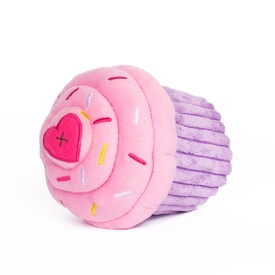 Zippy Paws Plush Squeaker Dog Toy - Cupcake in Blue or Pink image 3