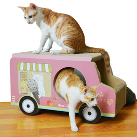 Zodiac Cardboard Cat Scratcher & Lounger - Pink Ice Cream Van image 3