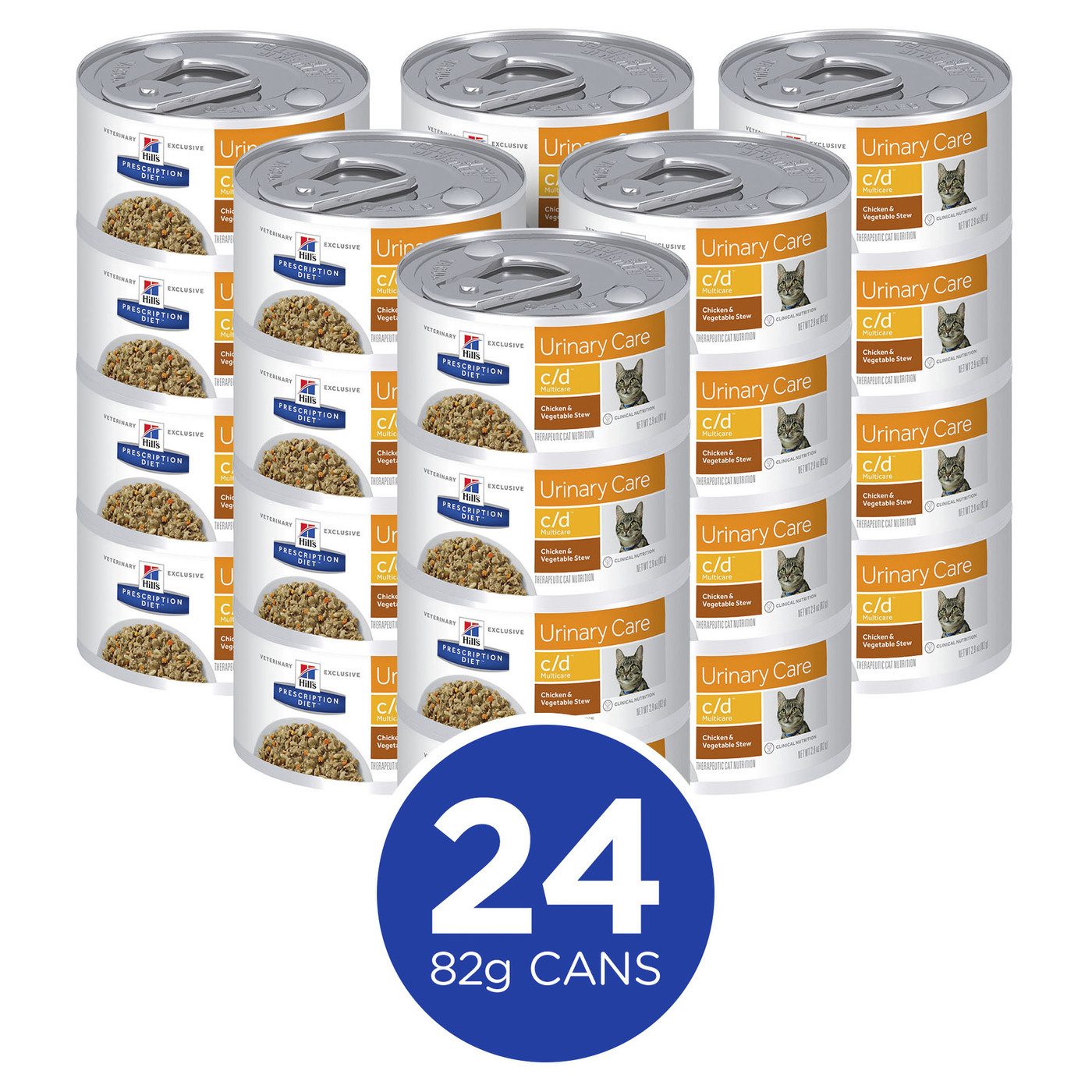 Hills Prescription Diet c/d Multicare Urinary Care Chicken & Vegetable Stew Cat Food 82g x 24 Cans image 4