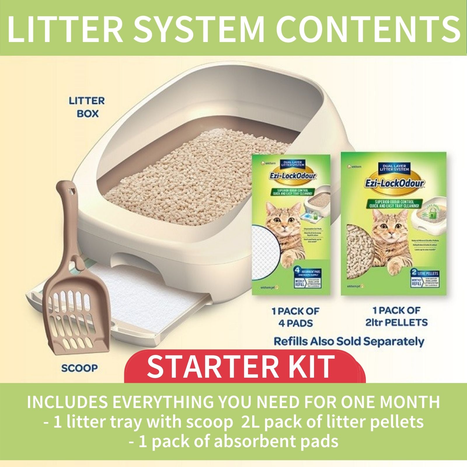 Ezi LockOdour Dual Layer Cat Litter System Litter Tray Starter Kit image 4