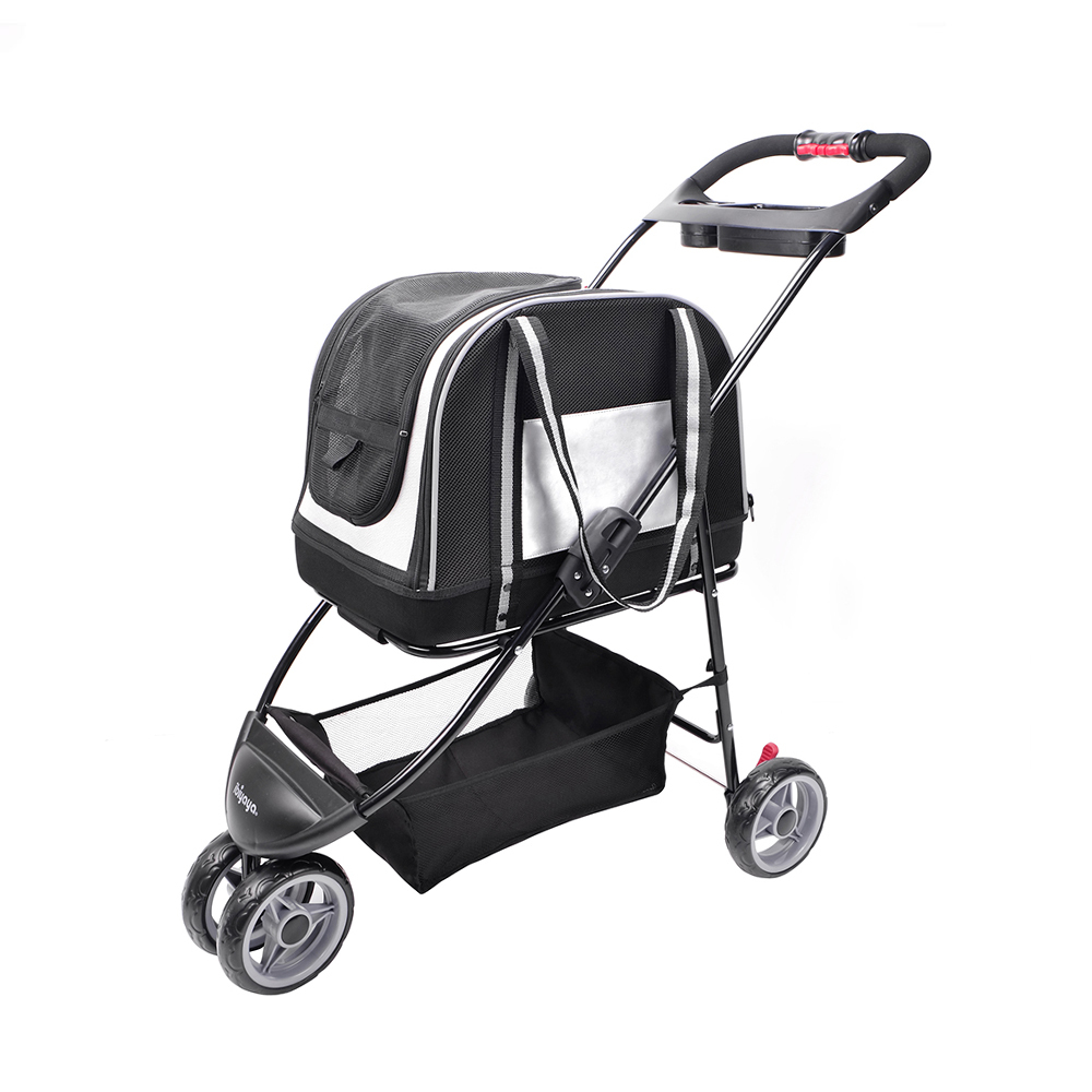 IBIYAYA Double Fun Pet Dog or Cat Carrier Stroller Pram Metallic