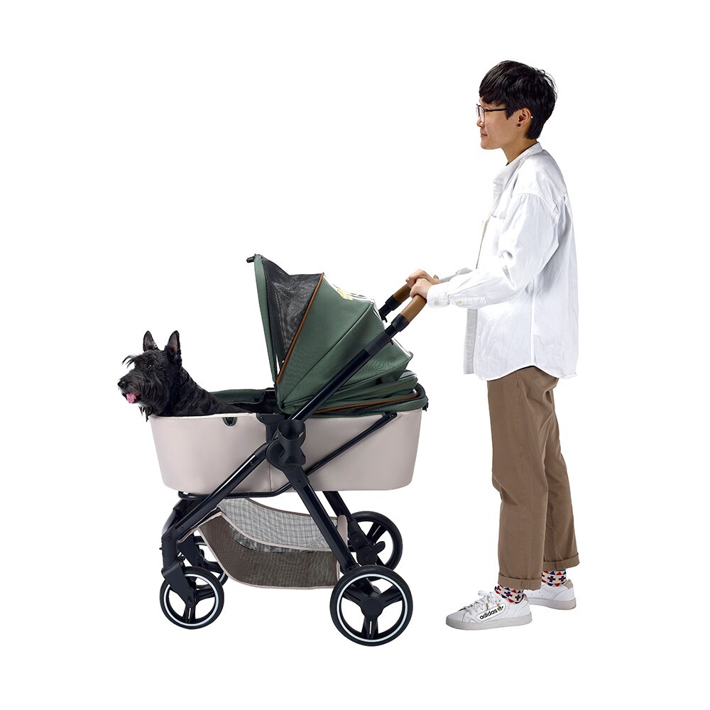 Ibiyaya Retro Luxe Folding Pet Stroller for Pets up to 30kg - Soft Sage  image 4