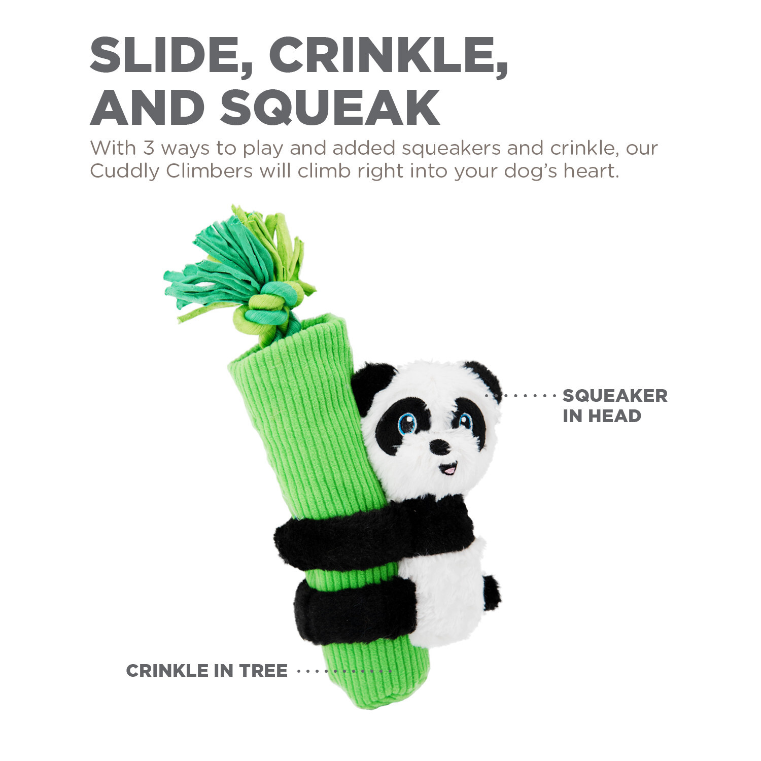 Outward Hound 3-in-1 Tug & Toss Dog Toy - Cuddly Climbers Panda image 4