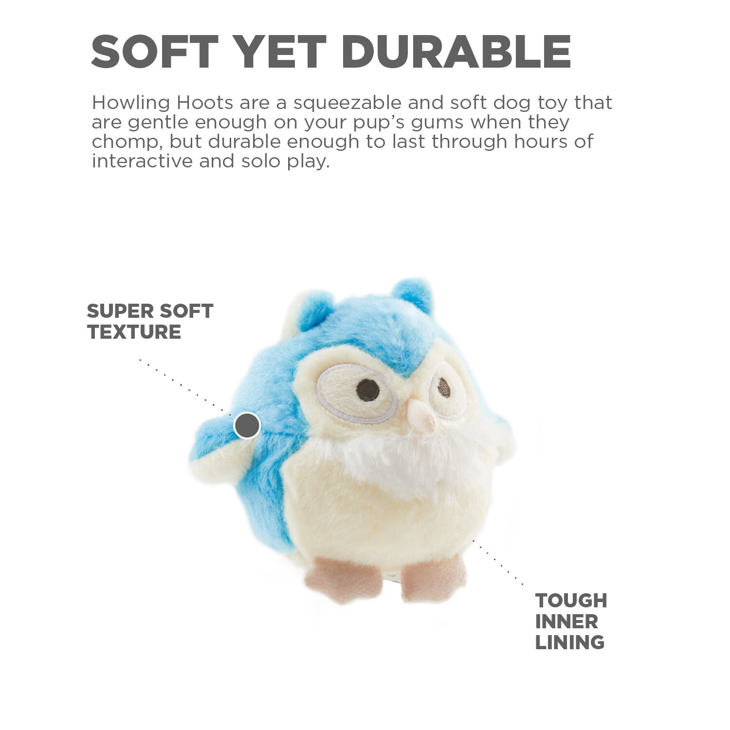 Outward Hound Durable Plush Dog Toy - Howling Hoots image 4