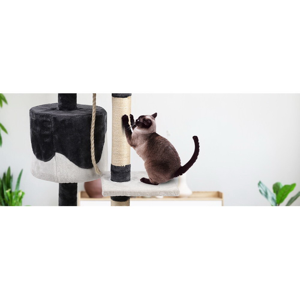 Cat Tree 112cm Trees Scratching Post Scratcher Tower Condo House Furniture Wood image 4