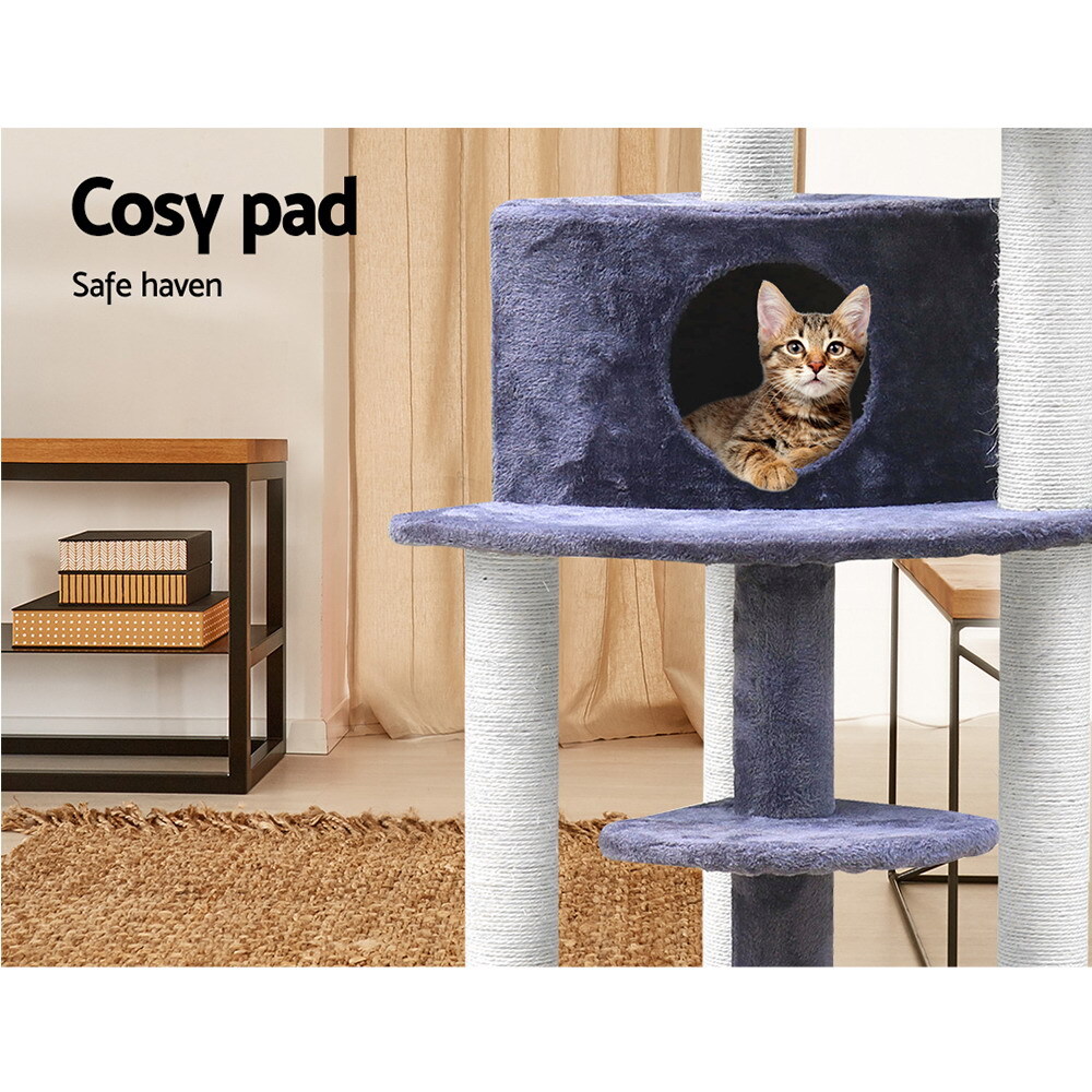 Cat Tree 126cm Trees Scratching Post Scratcher Tower Condo House Furniture Wood image 4