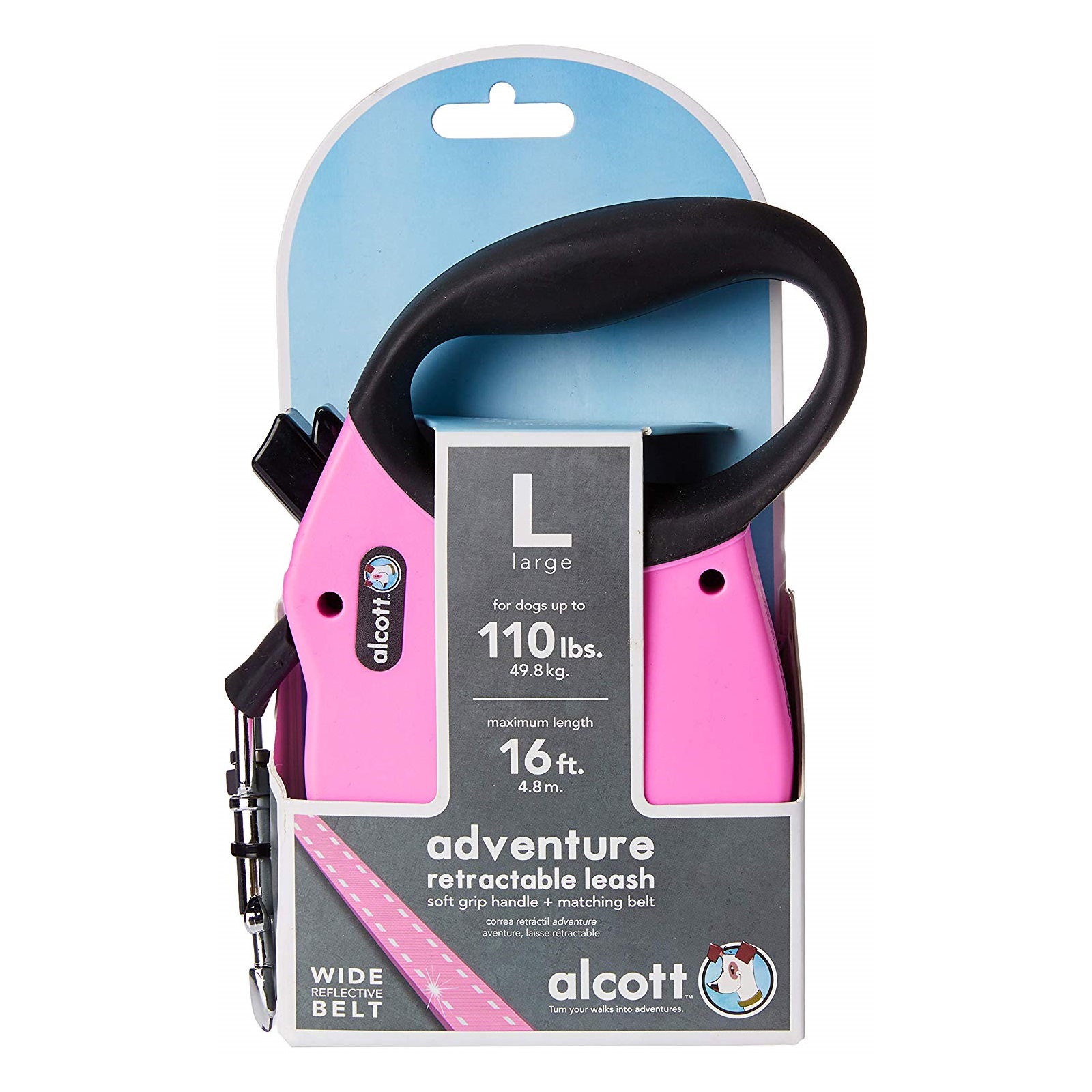 Alcott Flexi-ble Adventure Retractable Tape Dog Leash - Pink image 4