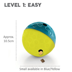 Nina Ottosson Treat Tumble Ball Toy for Cat or Dog - Small (Blue/Yellow) image 4