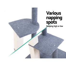 Cat Tree 124cm Trees Scratching Post Scratcher Tower Condo House Furniture Wood Steps image 4
