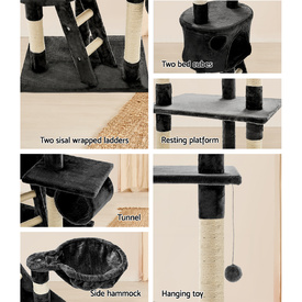 Cat Tree 260cm Trees Scratching Post Scratcher Tower Condo House Furniture Wood image 4