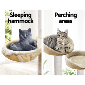 Cat Tree 203cm Trees Scratching Post Scratcher Tower Condo House Furniture Wood Beige image 4