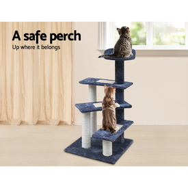 Cat Tree 100cm Trees Scratching Post Scratcher Tower Condo House Furniture Wood Steps image 4
