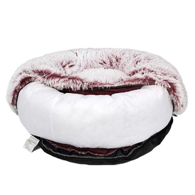 Pet Bed Cat Dog Donut Nest Calming Mat Soft Plush Kennel - Pink - Large image 4