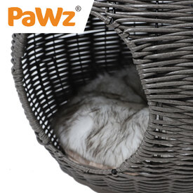 Rattan Cat and Small Dog Enclosed Pet Bed Puppy House with Soft Cushion image 4