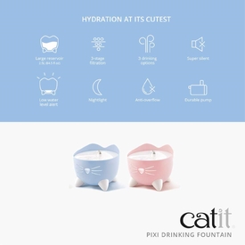 Catit Pixi Fountain with Refill Alert for Cats & Dogs - 2.5 Litres in Pink or Blue image 4