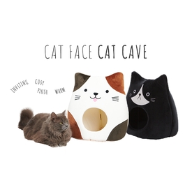All Fur You Soft and Comfortable Cat Face Cat Cave Bed in White/Brown image 4
