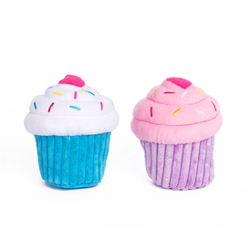 Zippy Paws Plush Squeaker Dog Toy - Cupcake in Blue or Pink image 4