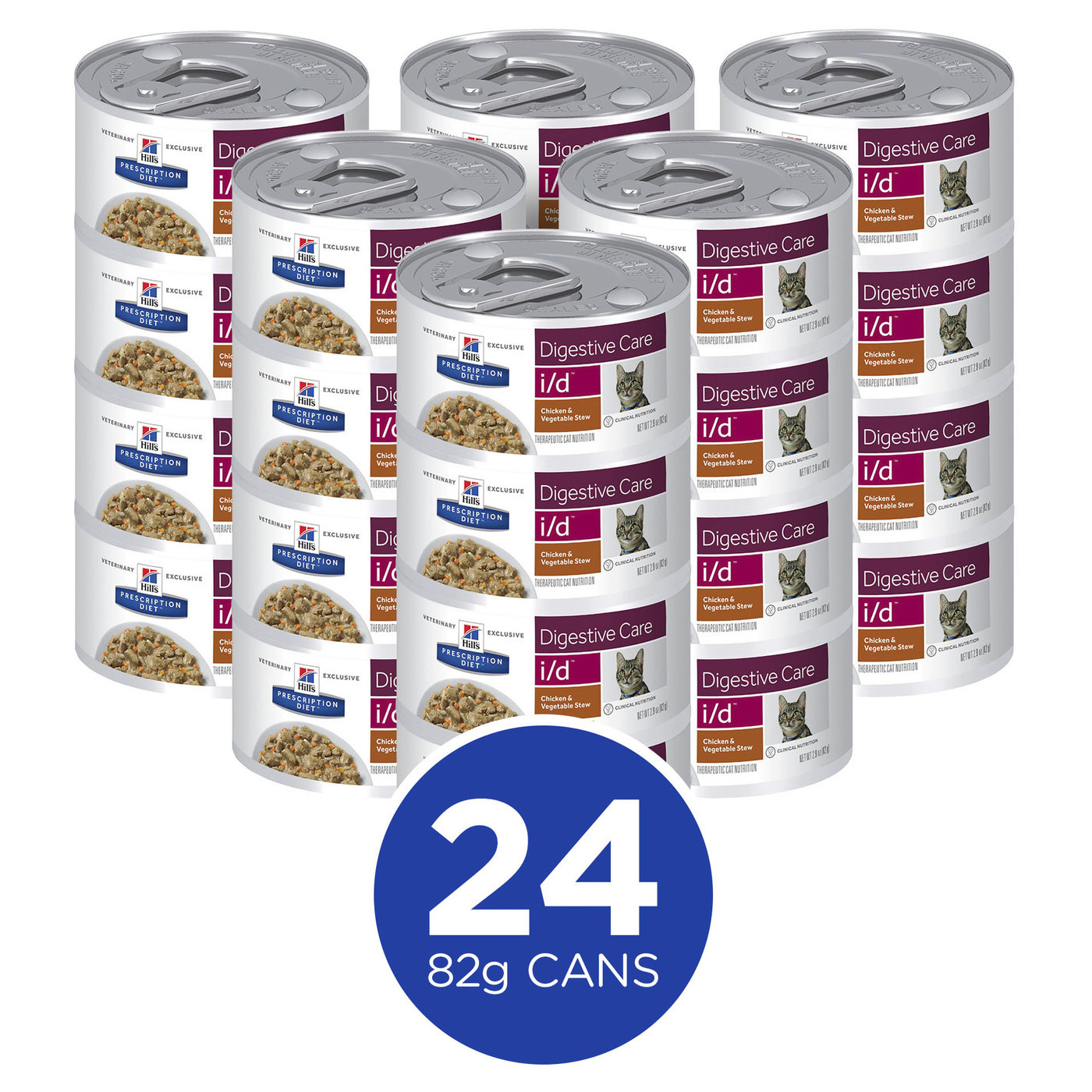 Hills Prescription Diet i/d Digestive Health Support Chicken & Vegetable Stew Cat Food 82g x 24 Cans image 5