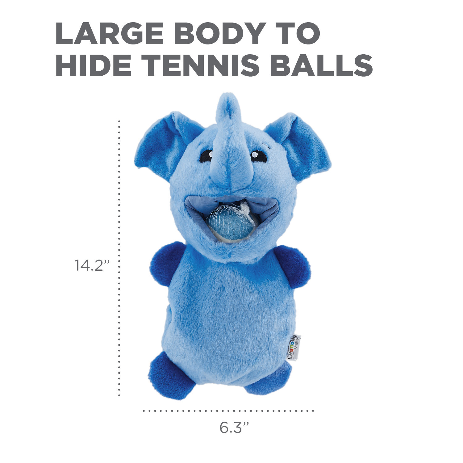 Outward Hound Hide-a-Ball Hogz Dog Toy - Elephant with 3 Tennis Balls image 5