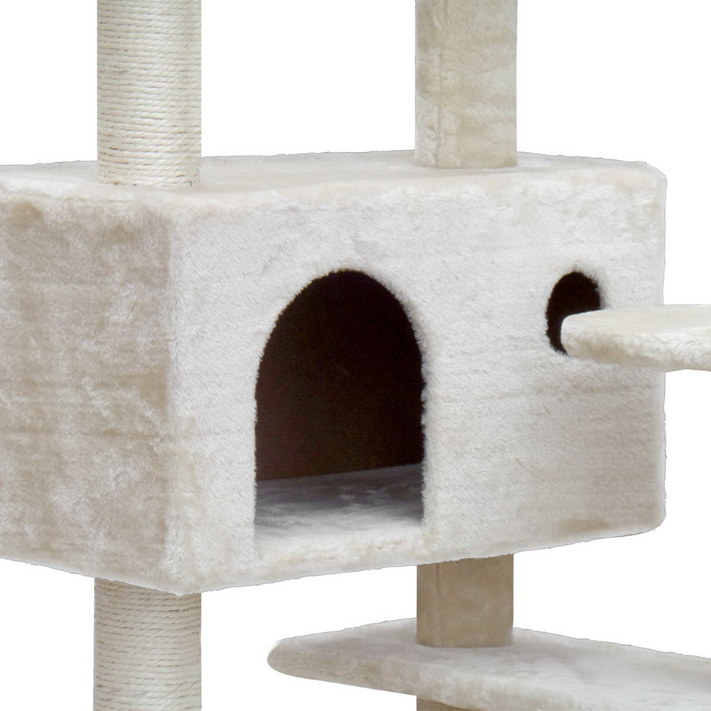 Cat Tree 134cm Trees Scratching Post Scratcher Tower Condo House Furniture Wood Beige image 5