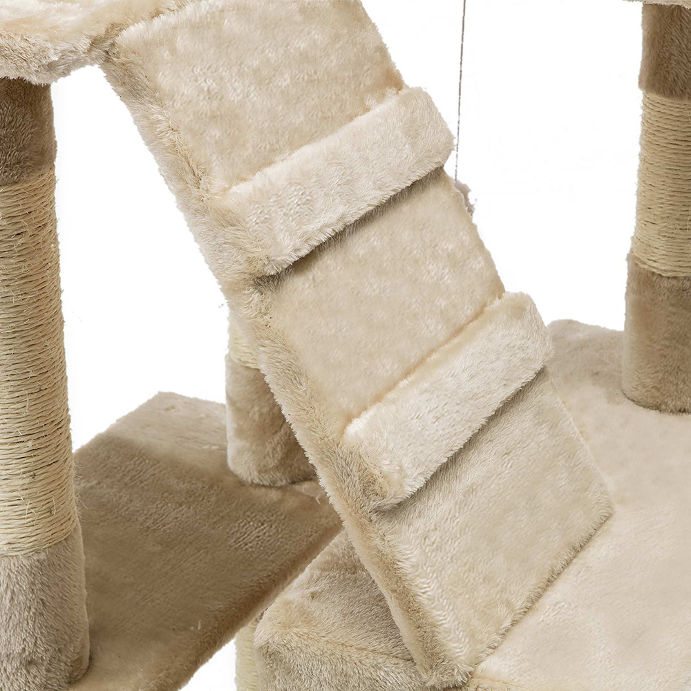 Cat Tree 180cm Trees Scratching Post Scratcher Tower Condo House Furniture Wood Beige image 5