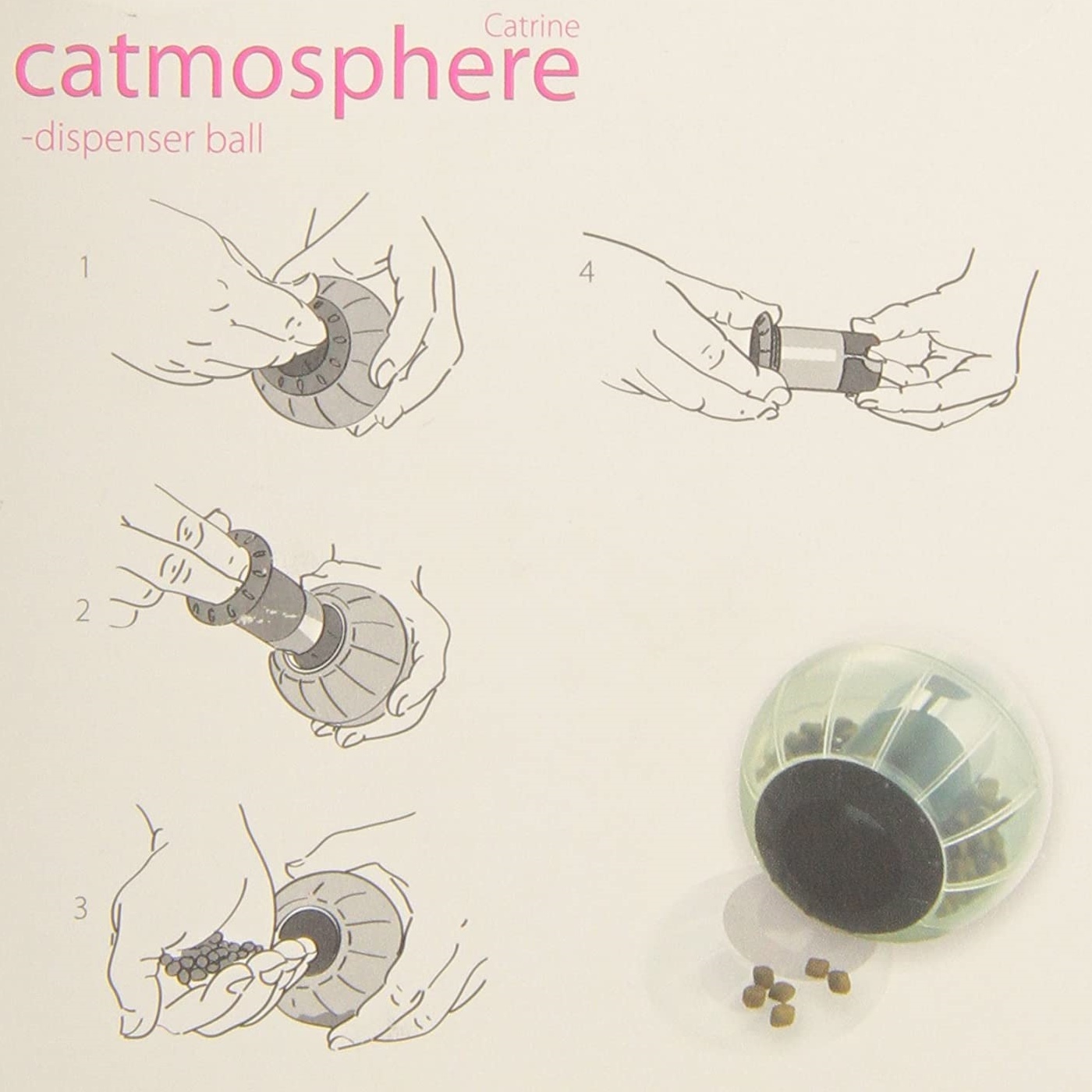 Kruuse Catrine Catmosphere Treat Dispensing Cat Ball Toy in Pink or Black image 5