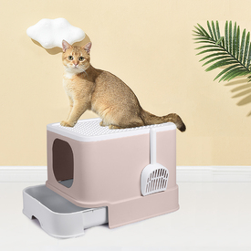 PaWz Cat Litter Box Fully Enclosed Kitty Toilet Trapping Odour Control Basin - Coffee image 5