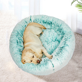 Pet Bed Cat Dog Donut Nest Calming Mat Soft Plush Kennel - Teal image 5
