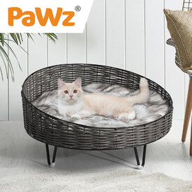 Rattan Cat and Small Dog Enclosed Pet Bed Puppy House with Soft Cushion image 5
