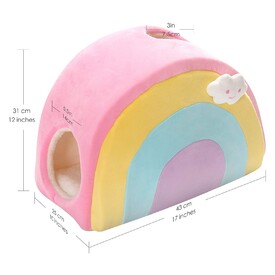 All Fur You Soft and Comfortable Rainbow Cat House Bed in Pink image 5