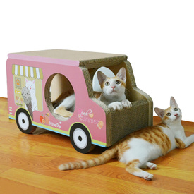 Zodiac Cardboard Cat Scratcher & Lounger - Pink Ice Cream Van image 5