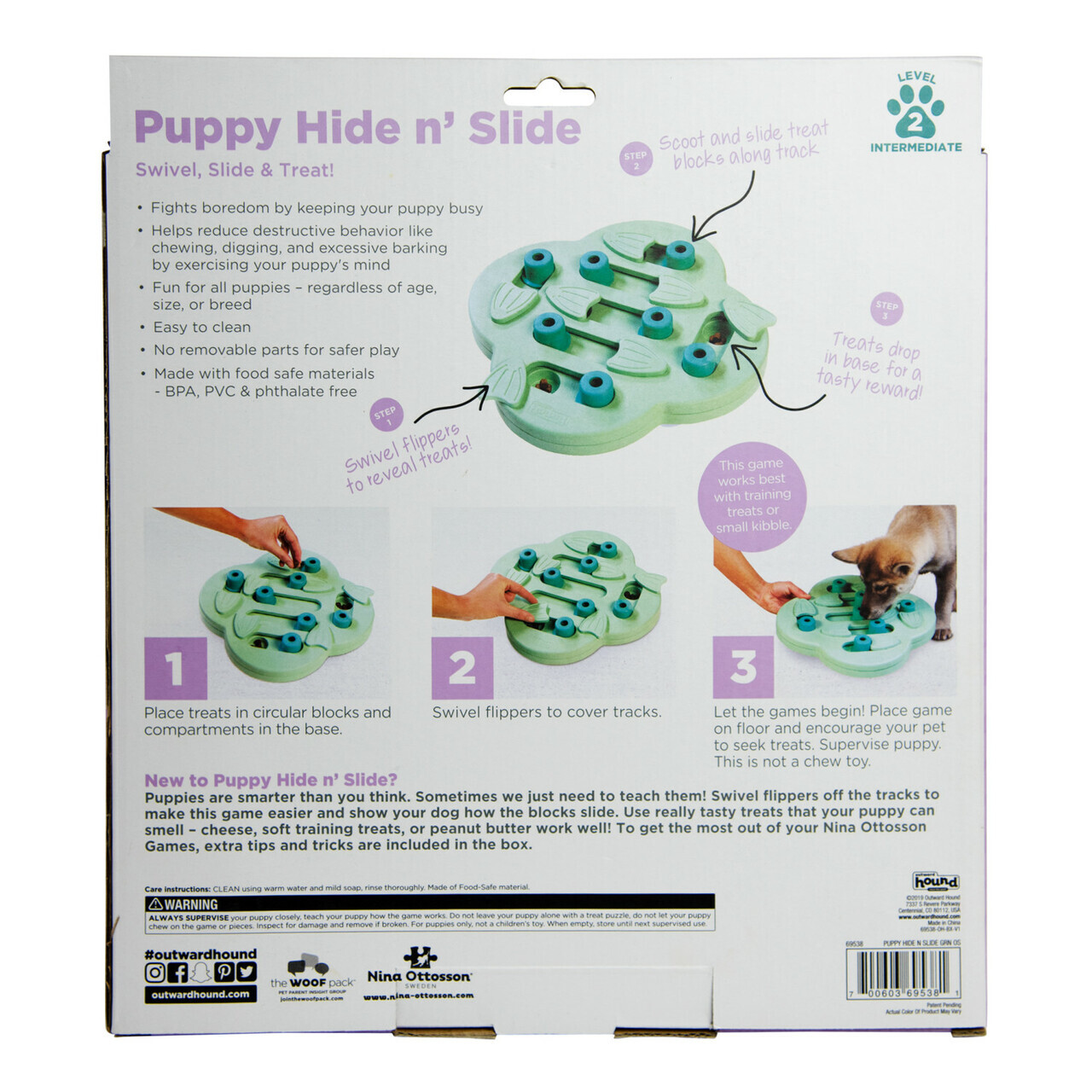 Nina Ottosson Hide & Slide Interactive Puzzle Dog Toy for Puppies - Level 2 image 6