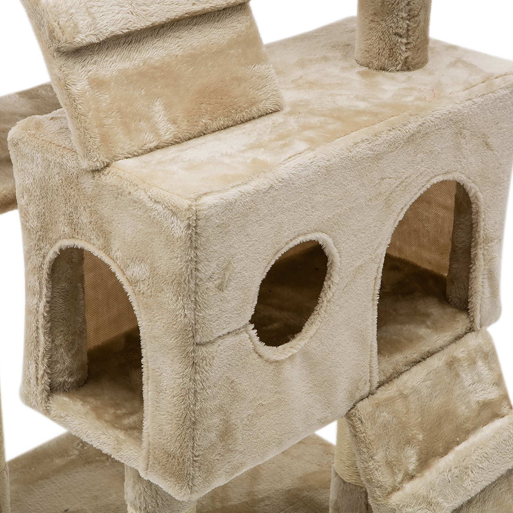Cat Tree 180cm Trees Scratching Post Scratcher Tower Condo House Furniture Wood Beige image 6