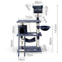 Cat Tree 141cm Trees Scratching Post Scratcher Tower Condo House Furniture Wood image 6
