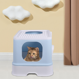 PaWz Cat Litter Box Fully Enclosed Kitty Toilet Trapping Odour Control Basin - Blue image 6