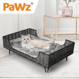 Rattan Cat and Small Dog Enclosed Pet Bed Puppy House with Soft Cushion image 6